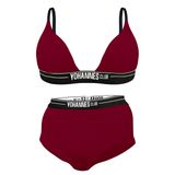 YohannesClub, Kadın, İç Çamaşırı Takımı, (Üçgen Sütyen-Boyshort) (Bordo, XLarge (XL))
