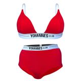 YohannesClub, Kadın, İç Çamaşırı Takımı, (Üçgen Sütyen-Boyshort) (Kırmızı, Large (L))