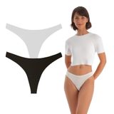 YohannesClub, Kadın, Pamuklu Basic Tanga Külot, Çoklu Paket (Beyaz, Siyah, XLarge (XL))