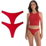 YohannesClub, Kadın, Pamuklu Basic Tanga Külot, Çoklu Paket (Kırmızıx2, X-Large (XL))