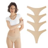 YohannesClub, Kadın, Pamuklu Basic Tanga Külot, Çoklu Paket (Krem RengiX4, X-Large (XL))