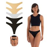 YohannesClub, Kadın, Pamuklu Basic Tanga Külot, Çoklu Paket (Ten (2)-Siyah (2)-Beyaz(1), XLarge (XL))