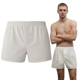 YohannesClub Poplin Boxer Erkek, (Tekli, 2'li, 3'lü ve 5'li Seçenekli)% 100 Pamuklu POPLİN Kumaş Boxer (BEYAZ, MEDİUM)
