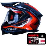 YOHE FG601 Kask Full Face Motosiklet Neon Turuncu Parlak Çift Vizör UV Bluetooth Yuvalı ECE 22.06 MIPS - XL