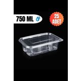 YOK YOK AMBALAJ Kullan At Tek Kullanımlık Plastik Sızdırmaz Kapaklı Kap Kase Saklama Kabı 750 gr Cc 25 Adet