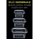 Yok Yok Ambalaj Plastik Sızdırmaz Kap 3' Lü Küçük Boy Tek Kullanımlık Kapaklı Saklama Kabı Seti