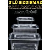 Yok Yok Ambalaj Plastik Sızdırmaz Kap Kullan At Tek Kullanımlık Plastik Kapaklı Kase 3' Lü Set Fırsat Ürünü