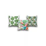 Yok Yok Evim Eve Dair Her Şey Çift Taraflı 3 Lü Set Tropikal Yaprak Ve Flamingo Dijital Baskılı Kırlent Kılıfı 50X50