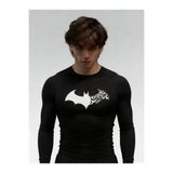 Yokedwear Batman Uzun Kollu Comporession Dar / Slim Bisiklet Yaka Tişört siyah