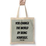 Yoko Ono Quote Lovers Gift Vintage Retro Rainbow Bez Çanta Uzun Saplı - Açık Bej - 40 X 40