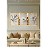 Yoktayok Pleksi Çerçeveli Lavanta Pamuk Tablo 3lü - Gold - 40 x 60