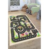 Yol Desenli Baskılı Yıkanabilir Kaymaz Taban Çocuk Halısı Oyun Anaokulu Ve Kreş Halısı 60 X 100 Cm Çok Renkli