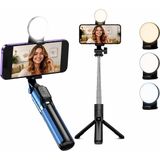 Yolans LED Işıklı Selfie Çubuğu Tripod, 110 cm Uzayabilen Bluetooth Kumandalı Selfie Stick, 3 - Çok Renkli