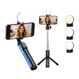 Yolans LED Işıklı Selfie Çubuğu Tripod, 110 cm Uzayabilen Bluetooth Kumandalı Selfie Stick, 3 Işık Modlu Beyaz, Sarı, Gün Işığı, 360 Telefon Tripodu, Vlog Çekim Aparatı, Android ve iOS Uyumludur