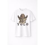 YOLO STREET OVERSİZE BEYAZ BASKILI ERKEK TİŞÖRT