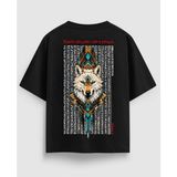 Yolo Street Oversize Unisex Siyah Tişört – Kurt Baskı, %100 Pamuk Streetwear Tasarım - XL