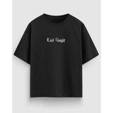 Yolo Street Oversize Unisex Siyah Tişört – Lord Knight Beyaz Yazılı Ortaçağ Yazılı Şövalye Baskı, %100 Pamuk Streetwear Tasarım - Siyah 02 - XL
