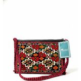 Yomut El Dokuma Türkmen Yün Kırmızı Omuz Çanta Gökçe Gül Motifli 29×20 cm