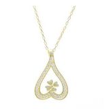 Yonca Model Zirkon Taşlı 925 Ayar Gümüş Sarı Gold Rengi Kadın Kolye