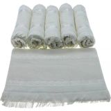 Yoncagül Saçaklı Ara Boşluklu Kadife Etamin Havlu 50X90 Ekru 6 Adet - 50 x 90 cm