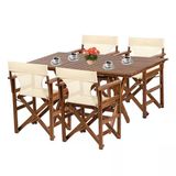 Yönetmen Katlanır Ahşap Bahçe Balkon Seti: 80X120 Masa + 4 Sandalye