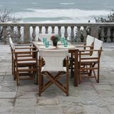 Yönetmen Lxs Ahşap Bahçe Balkon Seti:100x200 Sabit Masa + 6 Katlanır Sandalye