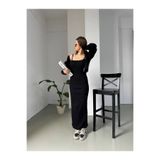 YONEZ MODA Crop Hırka ve Fitilli Elbise Takım