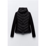 YONEZ MODA Siyah Kapüşonlu Range Rover Mom Kontrast Kışlık Slim Fit Rüzgar Geçirmez Fermuarlı Kadın Mont