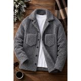 YONEZ MODA Unisex Gri Peluş Polar Hırka