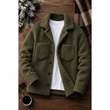 YONEZ MODA Unisex Haki Peluş Polar Hırka