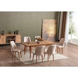Yonga concept Açılabilir Mutfak Masa Takımı (6 Sandalyeli) - Açık Ceviz - 80X130