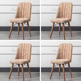 Yonga Concept Karegold Sandalye 4 Adet Cappuccino Modern Tasarım Nubuk Kumaş Metal Gövde