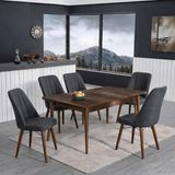 Yonga Concept Lavinia 6 Sandalyeli Mutfak Masa Takımı Antrasit - Ceviz - Gri - 80X130