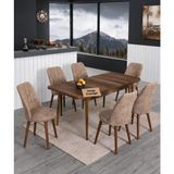 Yonga Concept Lavinia 6 Sandalyeli Mutfak Masa Takımı Cappuccino - 80X130
