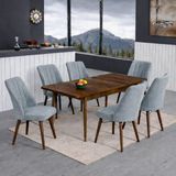 Yonga Concept Lavinia 6 Sandalyeli Mutfak Masa Takımı Gri - 80X130 - Ceviz - Açık Gri