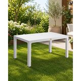 Yonga concept Rattan 80X140 Camsız Plastik Balkon Teras ve Bahçe Masası Dış Mekan - Beyaz