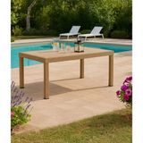 Yonga concept Rattan 80X140 Camsız Plastik Balkon Teras ve Bahçe Masası Dış Mekan - Cappuccino