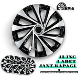 Yonga Oto Aksesuar Citroen 13 Inç Jant Kapağı 4'lü Set Siyah Gümüş + 4 Amblem + 8 Cırt Kelepçe - 01 - Siyah - Gri