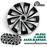 Yonga Oto Aksesuar Citroen 16 Inç Jant Kapağı 4'lü Set Siyah Gümüş + 4 Amblem + 8 Cırt Kelepçe - 01