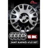 YONGA OTO AKSESUAR Citroen Nemo 15 Inç Jant Kapağı 4'lü Set Piano Black + 4 Amblem - Parlak Siyah