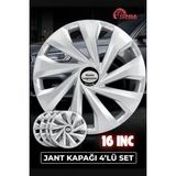 YONGA OTO AKSESUAR Dacia 16 İnç Jant Kapağı 4'lü Set Gümüş + 4 Amblem + 8 Cırt Kelepçe - 32 Gümüş Gri - 16 inç