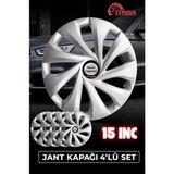Yonga Oto Aksesuar Dacia Sandero Stepway 15 Inç Jant Kapağı 4'lü Set Gümüş + 4 Amblem + 8 Cırt Kelepçe