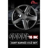Yonga Oto Aksesuar Dacia Sandero Stepway 15 Inç Jant Kapağı 4'lü Set Piano Black + 4 Amblem + 8 Cırt Kelepçe