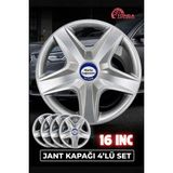 YONGA OTO AKSESUAR Dacia Sandero Stepway 16 Inç Jant Kapağı 4'lü Set Gümüş + 4 Amblem + 8 Cırt Kelepçe - 32 Gümüş Gri