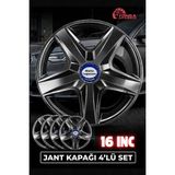 YONGA OTO AKSESUAR Dacia Sandero Stepway 16 Inç Jant Kapağı 4'lü Set Piano Black+ 4 Amblem + 8 Cırt Kelepçe - 01-Siyah