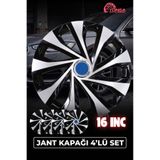 Yonga Oto Aksesuar Dacia Sandero Stepway 16 Inç Jant Kapağı 4'lü Set Siyah Gümüş + 4 Amblem