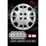 YONGA OTO AKSESUAR FİAT ALBEA 13 İnç Jant Kapağı 4'lü Set Gümüş + 4 Amblem