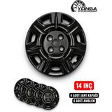 Yonga Oto Aksesuar Fiat Albea 14 Inç Jant Kapağı 4'lü Set Piano Black + 4 Amblem - Parlak Siyah