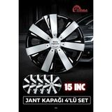 Yonga Oto Aksesuar Fiat Egea 15 Inç Jant Kapağı 4'lü Set Siyah Gümüş + 4 Amblem + 8 Cırt Kelepçe