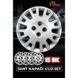 YONGA OTO AKSESUAR Fiat Fiorino 15 Inç Jant Kapağı 4'lü Set Gümüş + 4 Amblem - 32 Gümüş Gri